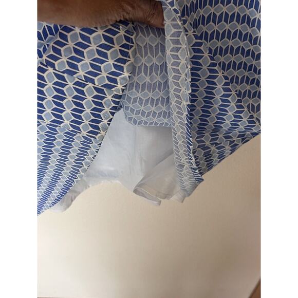 Tori Richard Honolulu Sz 4 Blue Print Short Sleeve Cotton Shift Dress - Picture 6 of 7